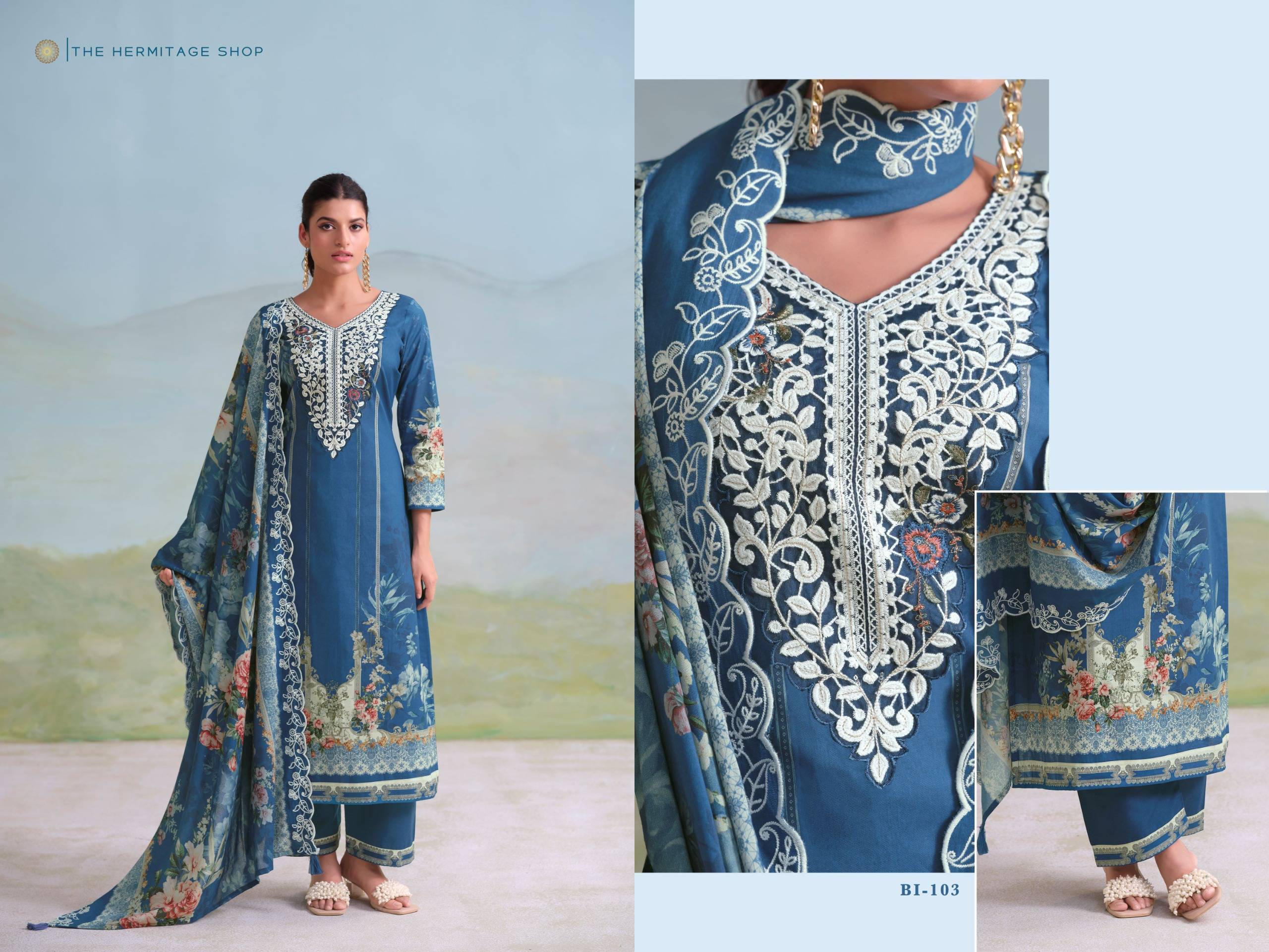 BINSAEED ORIGINALS by  THE HERMITAGE SHOP 101 To 104 Series Pakistani Stylish Beautiful Colourful Printed GIZA LAWN Dresses At Wholesale Price